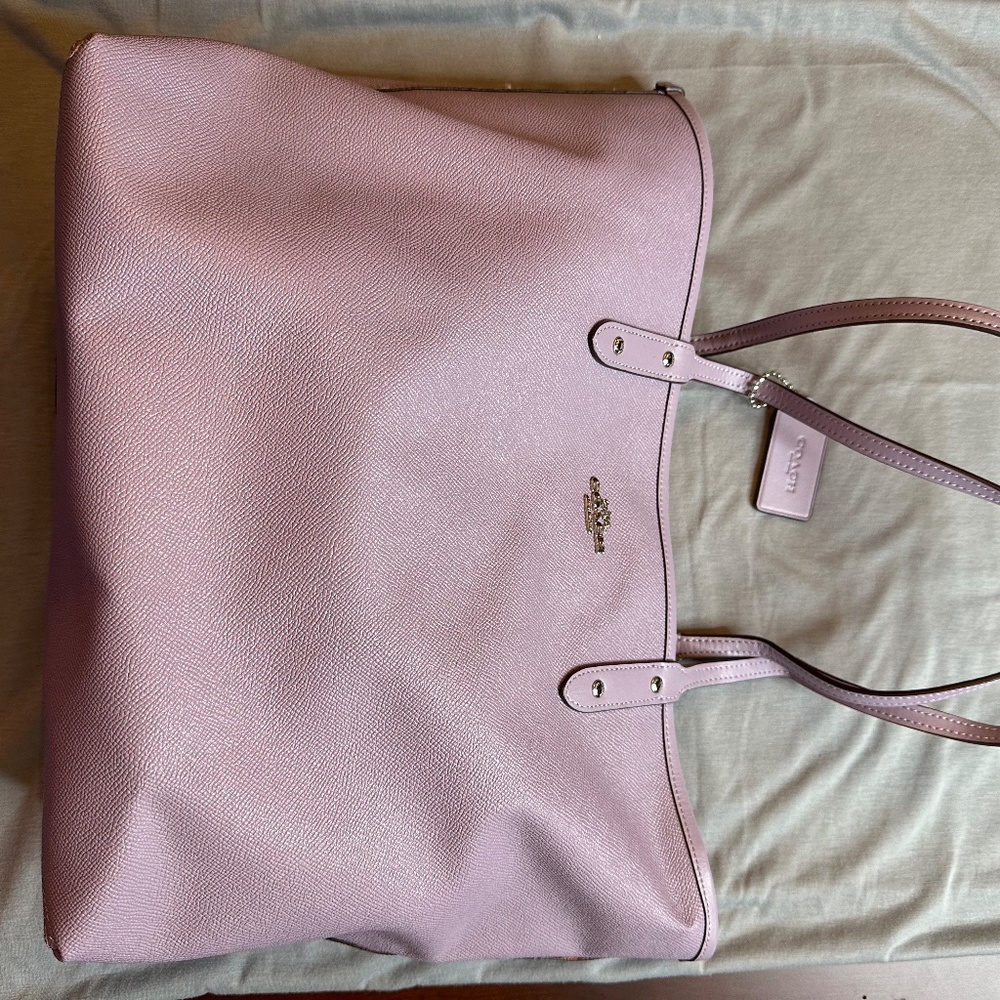 Coach Bag Reversible Lilac Color With Rose Thorn Pattern Tote Bag